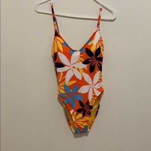 bright orange bathing suit